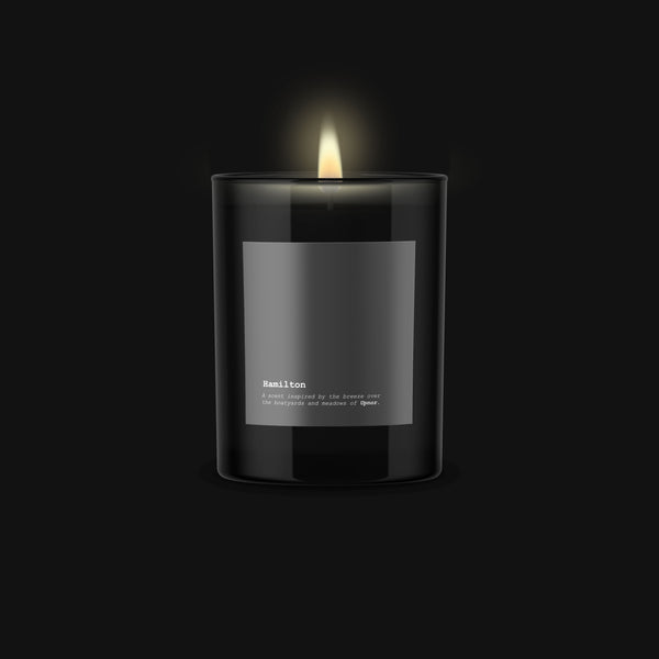 Hamilton Candle alight - a scented candle inspired by Upnor